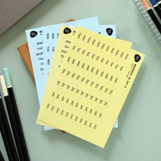 Noto Pepa Weekdagen Stickervel Cute Geel & Blauw, Cute & Minimal