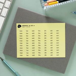 Noto Pepa Yellow Weekday Stickervel Afkorting werk bureau bullet journal