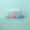 Noto Pepa Product photography MUJI Gel Ink Ballpoint Cap Type Pen - Set of 10 (0.38mm) Colours on desk - view from the cap